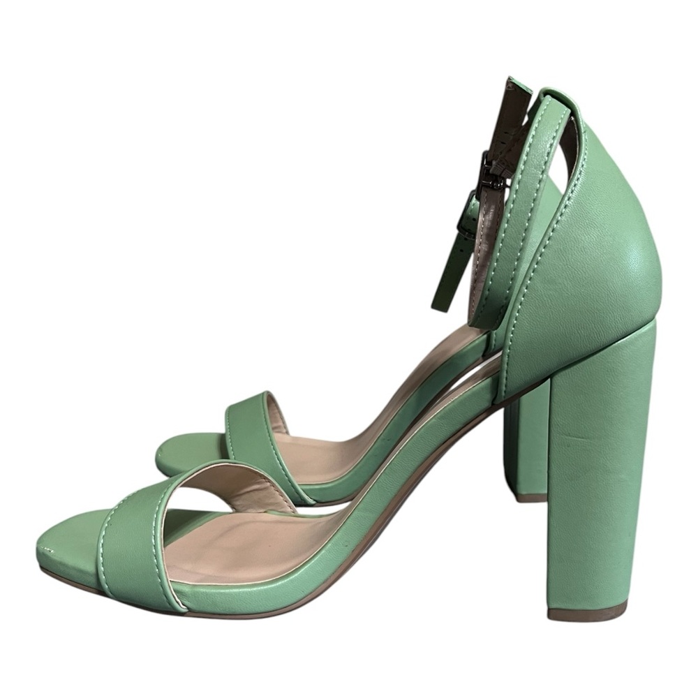 Women’s Mint Green Thick Block Modern Retro Open Toe Sandal 7.5 - Picture 4 of 5